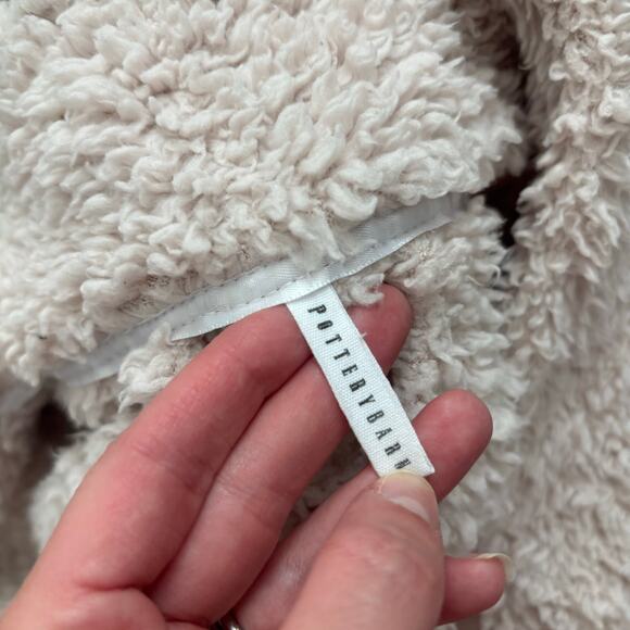 Pottery Barn Soft & Cozy Teddy Bear Lounge Bath Robe Cream Sz L - Picture 8 of 10